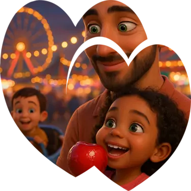 image grid 4 papa fille pomme am